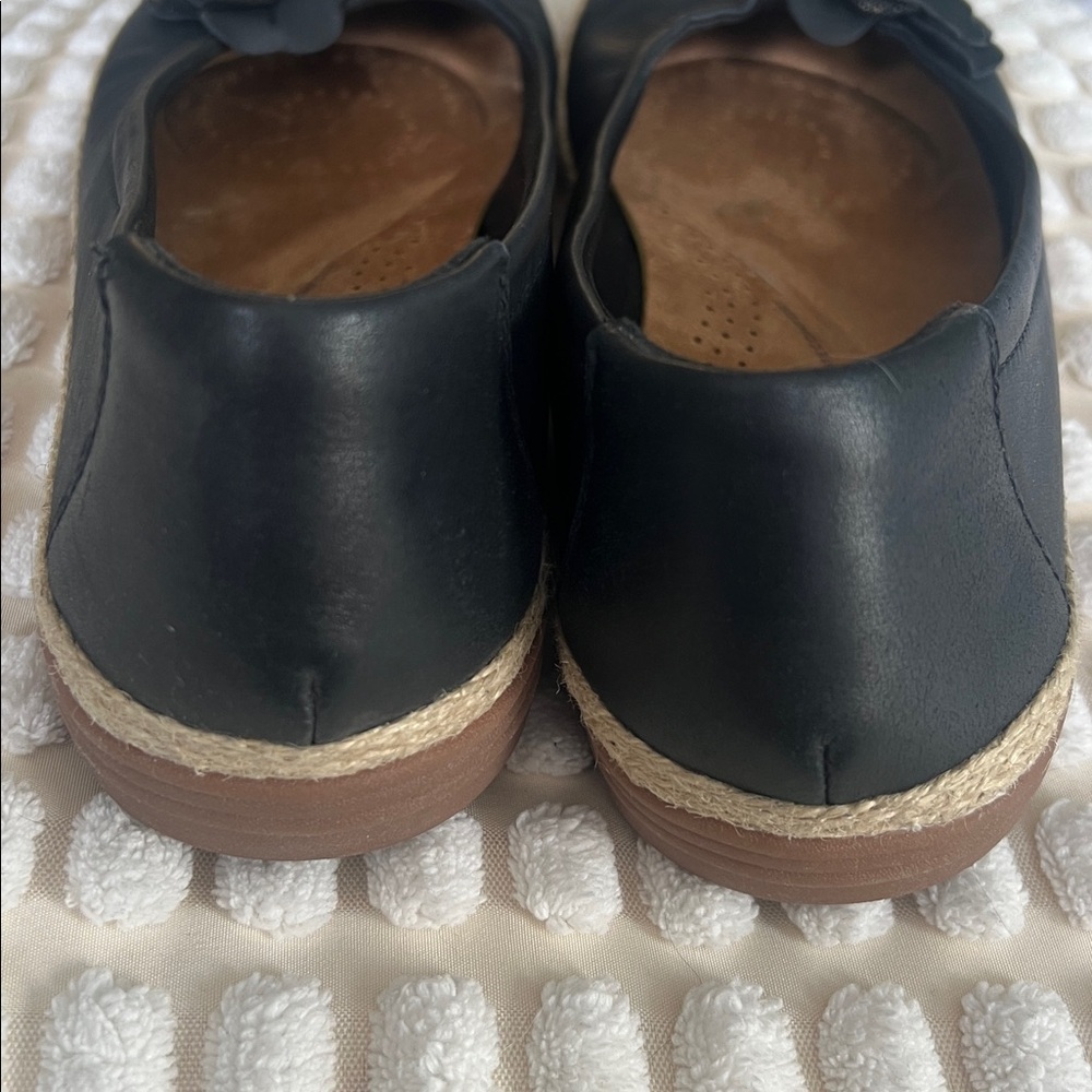Clarks Black Flats with Floral Accent - Picture 9 of 10